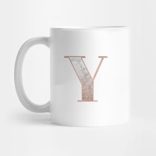 Monogram rose gold glitter marble Y Mug